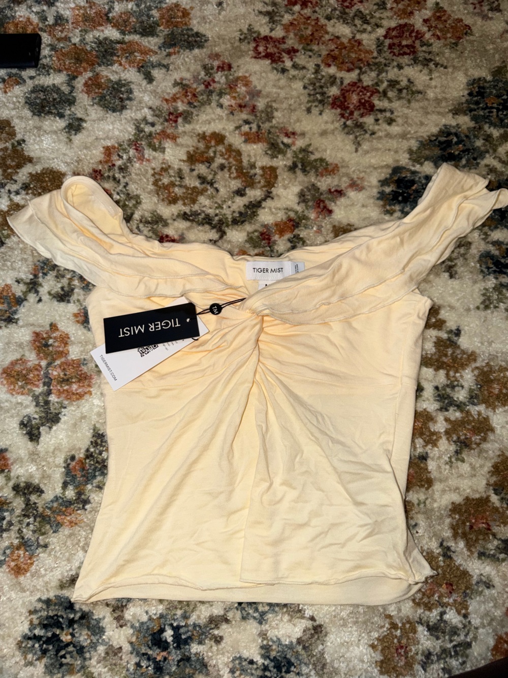 Tiger Mist Pale Yellow Twist-Front Camisole
